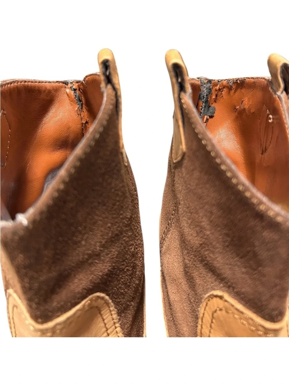 Y2K Lauren Ralph Lauren Women's Tan Suede Mix Western Ankle Boots Size 7B
